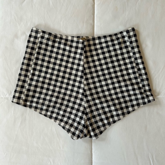 Betsey Johnson Gingham High Waisted Boyshort Bikini Bottoms - Picture 5 of 16